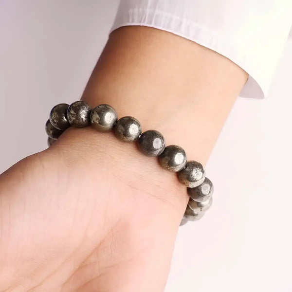 Pyrite Round Beads Bracelet