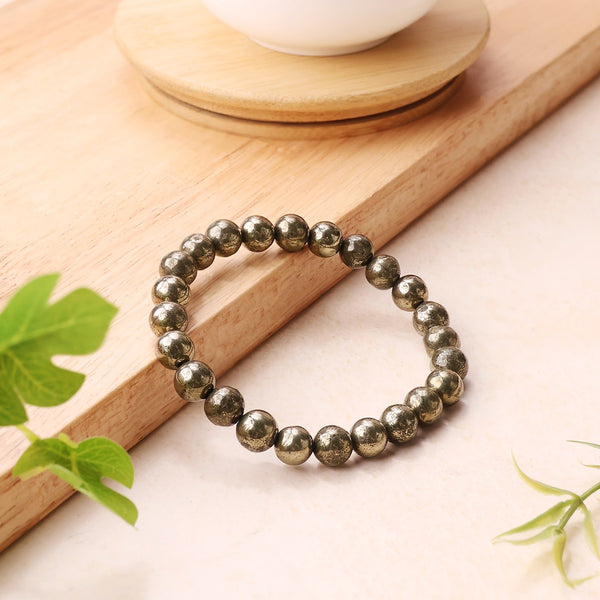 Pyrite Round Beads Bracelet