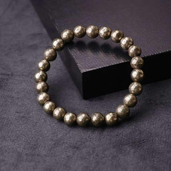 Pyrite Round Beads Bracelet