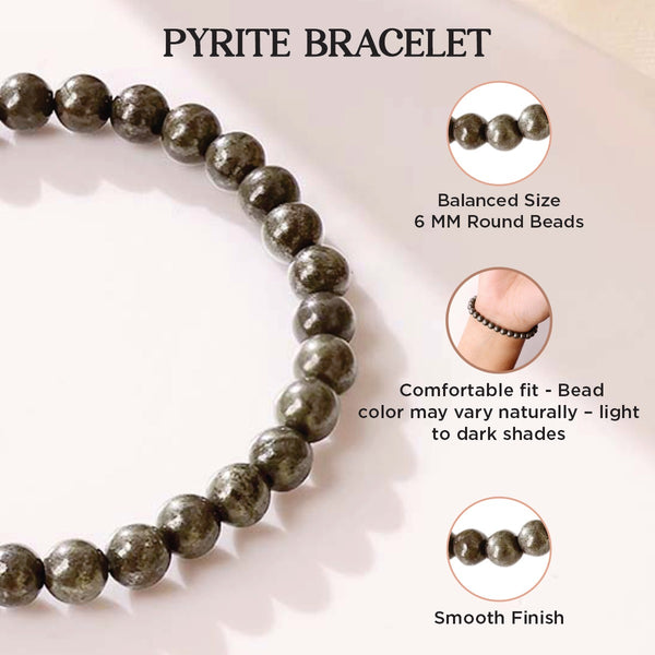Pyrite Round Beads Bracelet